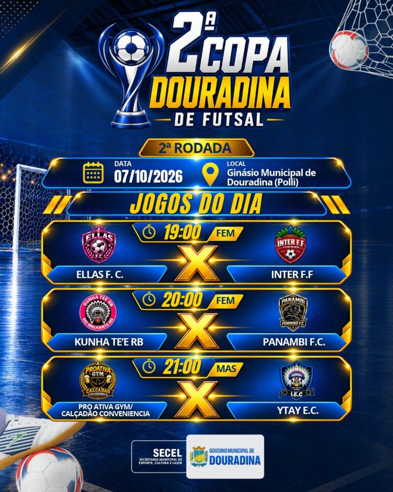 COPA DOURADINA DE FUTSAL SEGUE NESTA QUARTA-FEIRA COM TRÊS JOGOS