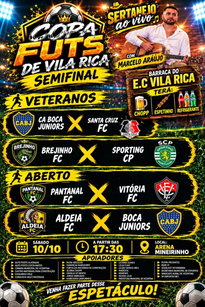 COPA FUT5 DE VILA RICA CHEGA ÀS FASES FINAIS COM SEMIFINAIS NO PRÓXIMO SÁBADO
